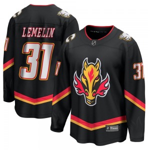 Youth Rejean Lemelin Calgary Flames Fanatics Branded Premier Black Breakaway 2022/23 Alternate Jersey