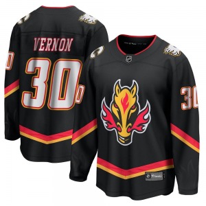 Youth Mike Vernon Calgary Flames Fanatics Branded Premier Black Breakaway 2022/23 Alternate Jersey