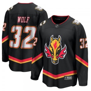 Youth Dustin Wolf Calgary Flames Fanatics Branded Premier Black Breakaway 2022/23 Alternate Jersey
