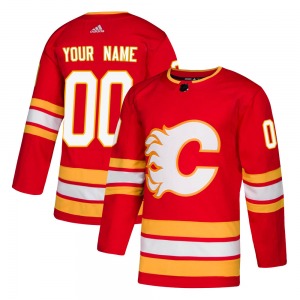 Custom Calgary Flames Adidas Authentic Red Custom Alternate Jersey