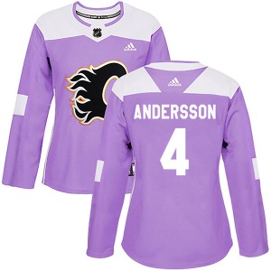 Women's Rasmus Andersson Calgary Flames Adidas Authentic Purple Fights Cancer Practice Jersey