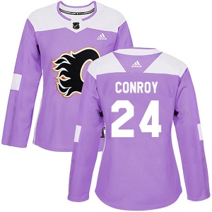Women's Craig Conroy Calgary Flames Adidas Authentic Purple Fights Cancer Practice Jersey