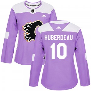Women's Jonathan Huberdeau Calgary Flames Adidas Authentic Purple Fights Cancer Practice Jersey