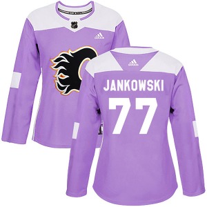 Women's Mark Jankowski Calgary Flames Adidas Authentic Purple Fights Cancer Practice Jersey
