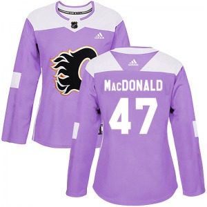 Women's Andrew MacDonald Calgary Flames Adidas Authentic Purple Fights Cancer Practice Jersey