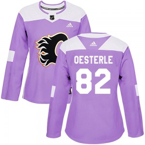 Women's Jordan Oesterle Calgary Flames Adidas Authentic Purple Fights Cancer Practice Jersey