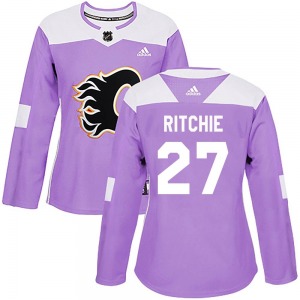 Women's Nick Ritchie Calgary Flames Adidas Authentic Purple Fights Cancer Practice Jersey