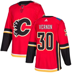 Mike Vernon Calgary Flames Adidas Authentic Red Jersey
