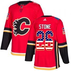 Michael Stone Calgary Flames Adidas Authentic Red USA Flag Fashion Jersey