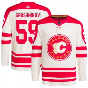 Youth Artem Grushnikov Calgary Flames Adidas Authentic Cream 2023 Heritage Classic Primegreen Jersey